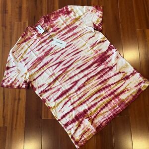 Lotto Tie Dye T-Shirt Tee Top Burgundy Red Mustard‎ Yellow Cotton New Size Small